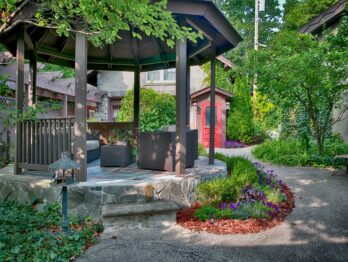 gazebo with the couches set up