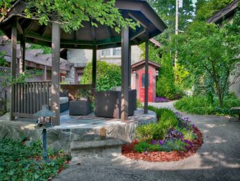 gazebo with the couches set up