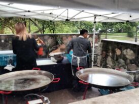 cooking in the front courtyard