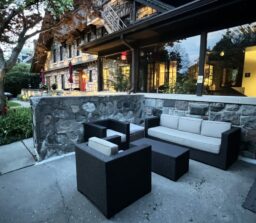 Stone chalet knights courtyard