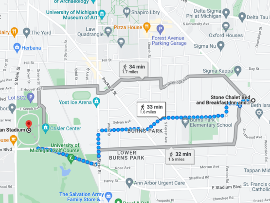 Direction from Stone Chalet to Michigan Stadium