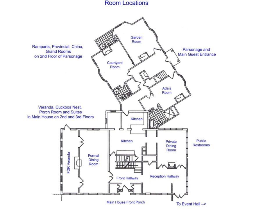 guest room locations and building layout